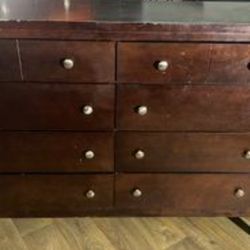 Dresser and mirror and heaboard