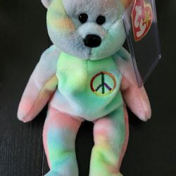 Ty Beanie Babies Peace Bear 1996 With Tag Errors