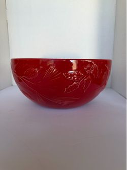 Lenox Rustic Berry Large 11.5" Holiday Serving Bowl Red Christmas