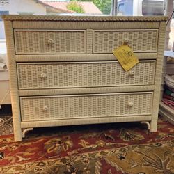 White Wicker Dresser 