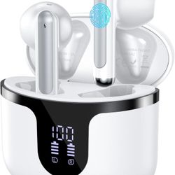 Wireless Earbuds Bluetooth Headphones 5.3 Stereo 50 Hour Playback Ear Buds with LED Display and with 4 ENC Noise Cancelling Mic Wireless Earphones, fo