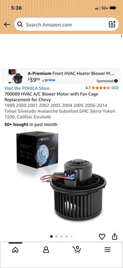 700089 HVAC A/C Blower Motor with Fan Replacement for Chevy