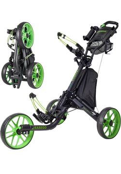 Golf Push Cart 3 Wheel : Golf Bag Cart Foldable with Phone Holder/Cup/Umbrella H