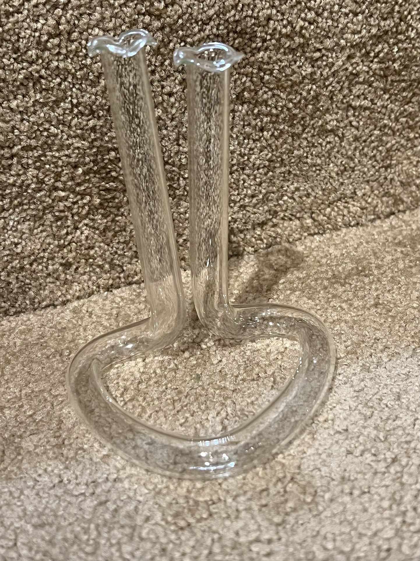 Vintage Test Tube Ruffled Glass Bud Propagation Heart Vase Valentine's Gift