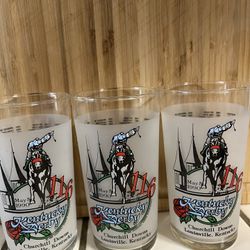 Set Of Three 1990 Kentucky Derby Glasses