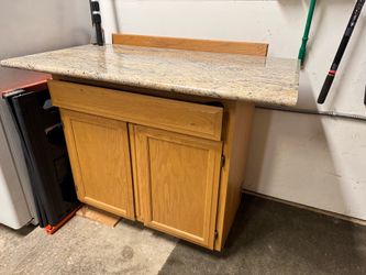 GRANITE and maple Kitchen Cabinet with Top