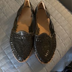 Black Leather Huaraches 