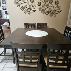 Large 51"× 51" Hightop Table With 6 Chairs