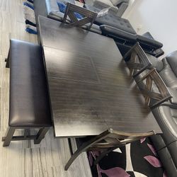 Summer clearance sale. Kelly adjustable dining table with four chairs and bench only $699. Easy finance option. Same day delivery.