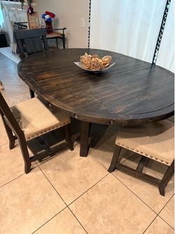 Rustic dining table with 4 chairs