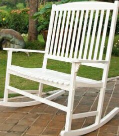 Mainstays Outdoor Double Rocking Chair, White, Seats 2