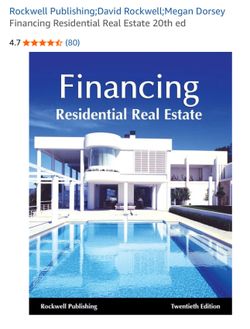 Real estate Book - Financing residential real estate Rockwell Publishing 20 edition