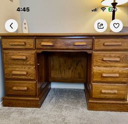 Solid wood executive desk - 7 drawer