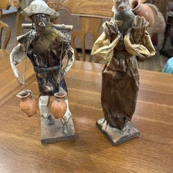Vintage Paper Mache Man and Women Sculptures from Mexico