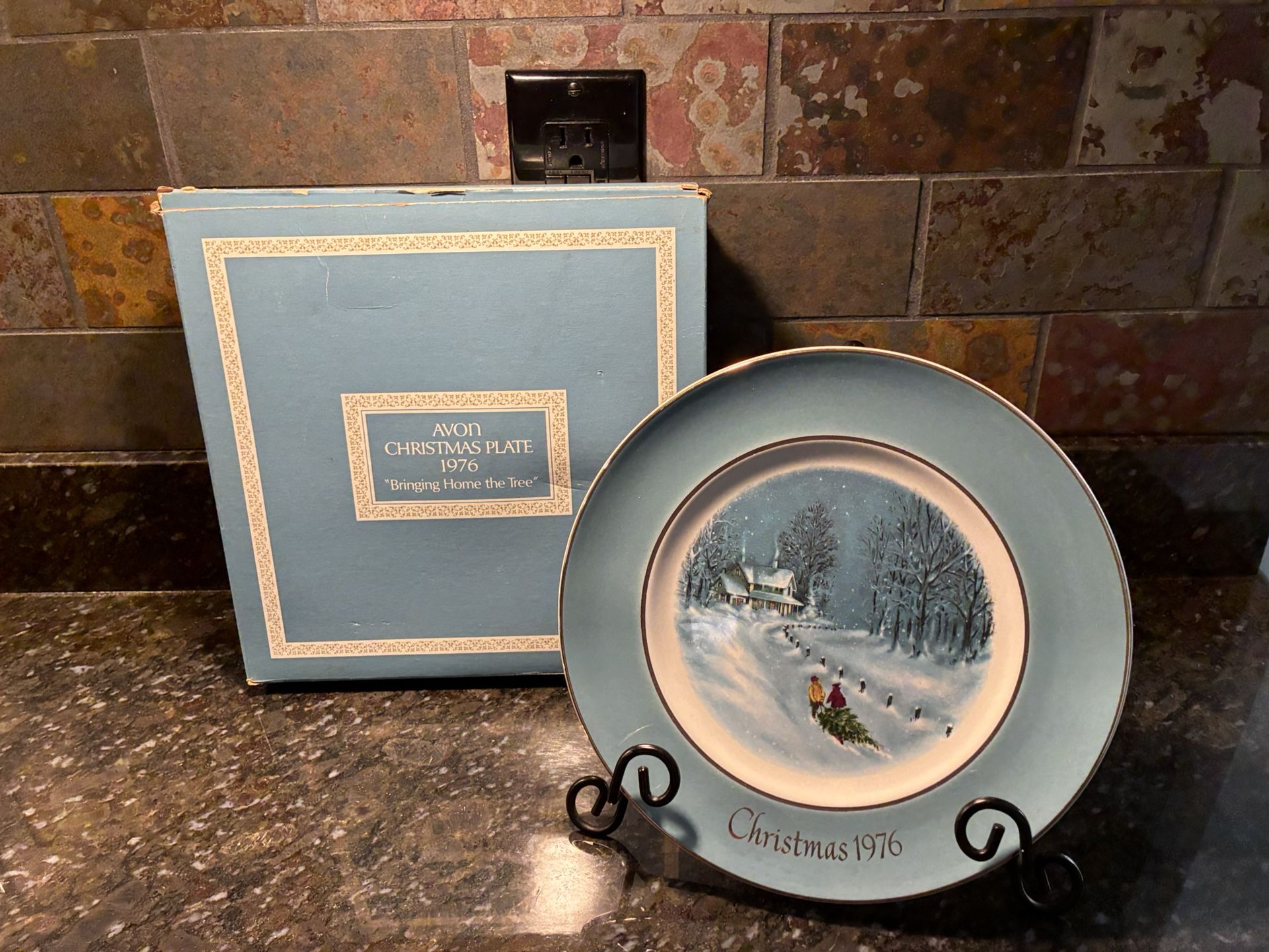 Vintage 1976 Collectible Bringing Home the Tree Plate