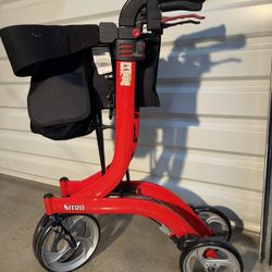 Drive Nitro Four Wheeled Walker w/ Padded Seat & Pouch.• 