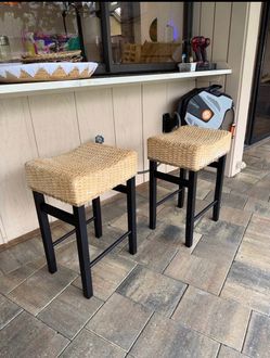 2x Bar Stools Set (Woven Seagrass) - Nathan James | 100% Restored [Original: $149.99]