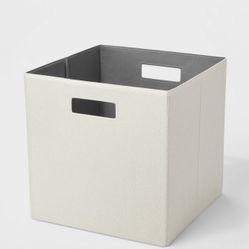 13" x 13" Fabric Bin Khaki Texture - Brightroom™: Beige Polyester Organizer for Closet & Shelves
