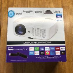 Onn Projector 720 W/ Roku & Remote