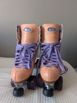 Moxi Roller Skates Peach with Purple Laces