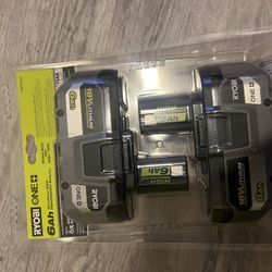 New Sealed Ryobi One+ 2-Pack of 6Ah 18V High Performance Batteries PBP2007