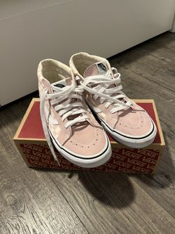 Pink checkered high top vans