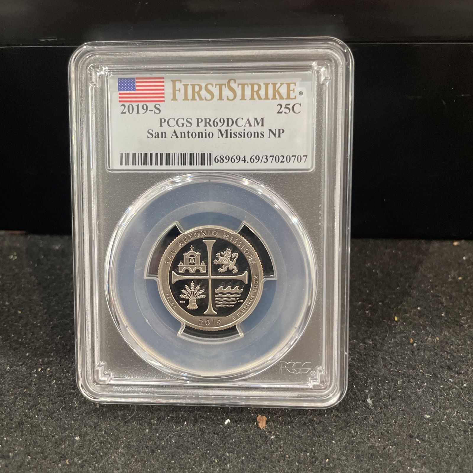 2019 S Gem Proof San Antonio NP Quarter Graded At PR69 Deep Cameo E-18