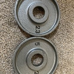 2-Cast Iron 5lb. Olympic Weight Plates 
