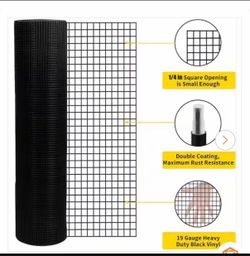 Black metal wire mesh, 1/2 inch, 24 inches x 25 feet, black outer coating with added corrosion-resistant PVC material, chicken coop mesh, rabbit cage