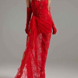 Bella Barnett Red Lace Party Dress Size MEDIUM