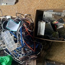 Electronics.. Handyman Large Bundle Of Cords, Coaxel Wires. Various Other Cords And Bits . Many  New.. 