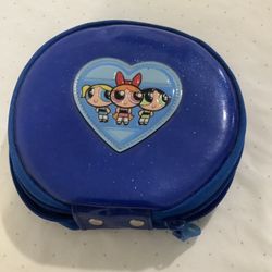 Vtg 2000 Powerpuff Girls Purple Sparkle Personal CD DVD Case Holder Wallet