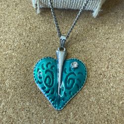 Enamel Heart Pendant Chain  Necklace 