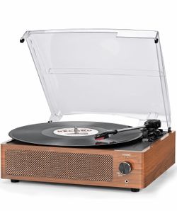 Vinyl Record Player With Speakers Vintage Turntable For Vinyls Records Belt-Driven Turntables 3-Speed Bluetooth Playback Headphone AUX RCA Line LP Vin