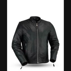 Mens Small Leather Biker  Jacket