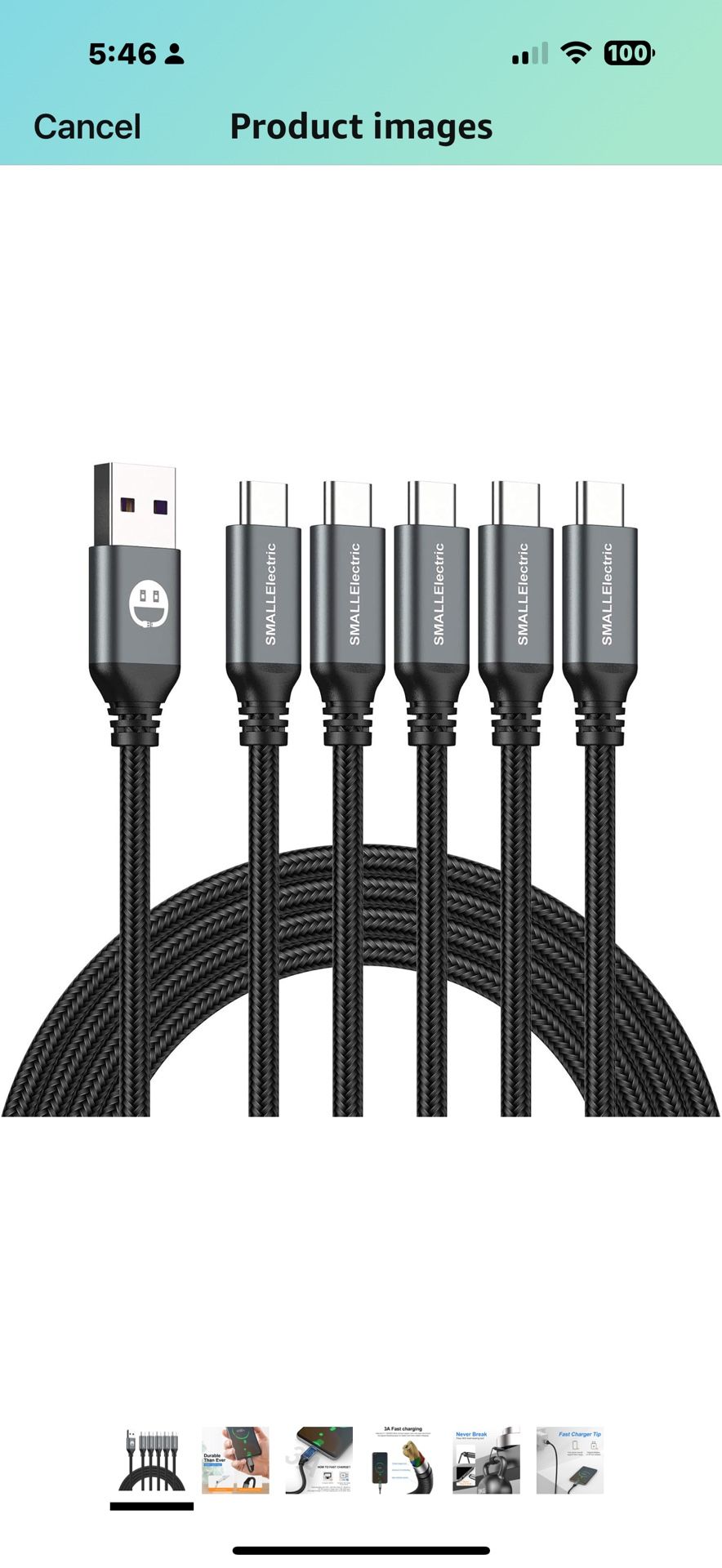 new!USB Type-C to A Cable 5pack 6ft Braided Fast Charging 3A Quick Charger Cord, 6 Foot Compatible iPhone 16/15,Samsung Galaxy S10 S9 S8 Plus, Note 10