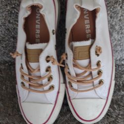 Like New Converse All Stars Size 9 M White Easy Slip-on Tennis Shoes