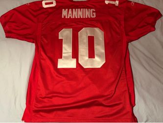 Eli Manning #10 New York Giants NFL Red Reebok Jersey; Men’s Size 52