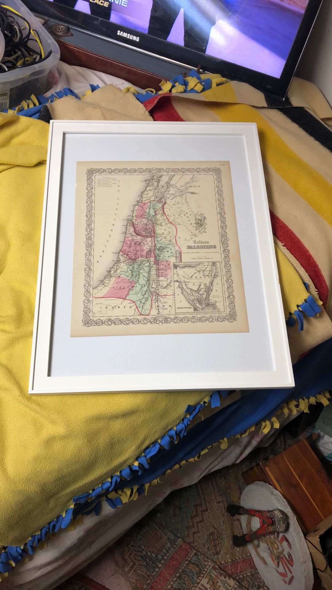 Antique map Palestine 1855 Framed