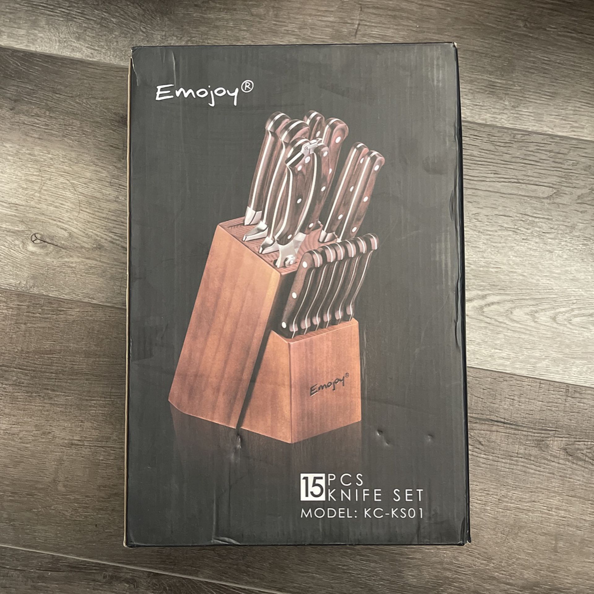 Emojoy 15 Piece Kitchen Knife Set with Block Wooden for Sale in Hemet, CA -  OfferUp