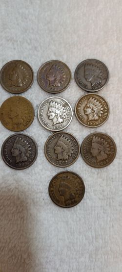 Ten Indian Head Cents Pennies