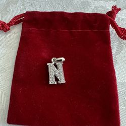 Letter N Studded Necklace Charm
