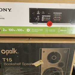Sony STRDH190 2-ch Stereo Receiver Phono Inputs & Bluetooth And Polk Audio T15 100 Watt 