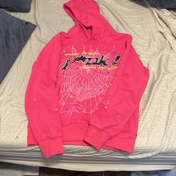 pink sp5der og web hoodie 