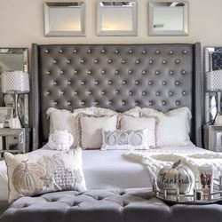 Tall Leather Bed in White, Black Or Grey 😍😍