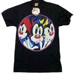 Vintage Animaniacs Yakko Wakko and Dot Fisheye T-Shirt Mens Medium 1994 Damaged
