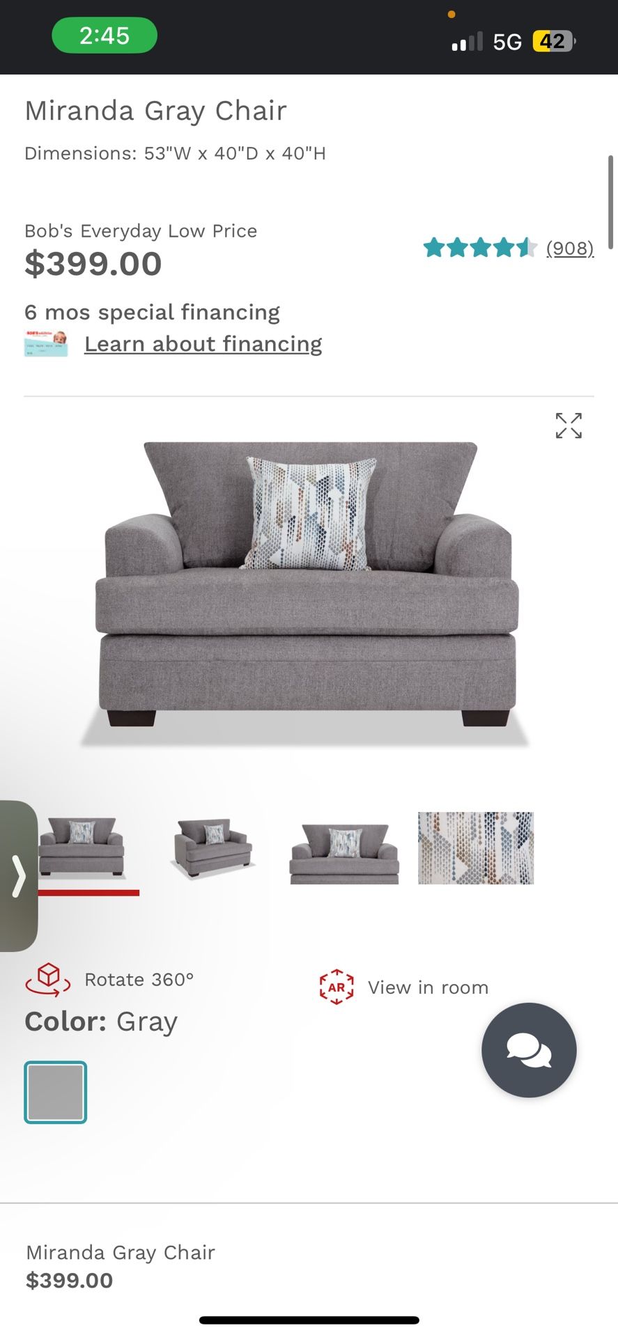 Miranda Grey Chair