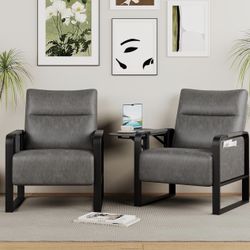 Accent Chair With Side Table Set Of 2 