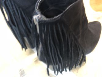 Booties- Black Suede with Fringes