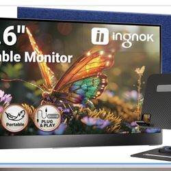 Ingnok Portable Monitor, Ultra Slim 15.6 Inch FHD IPS Laptop Screen Extender with Adjustable Stand, USB C Compatible, Ideal for Travel and Office
